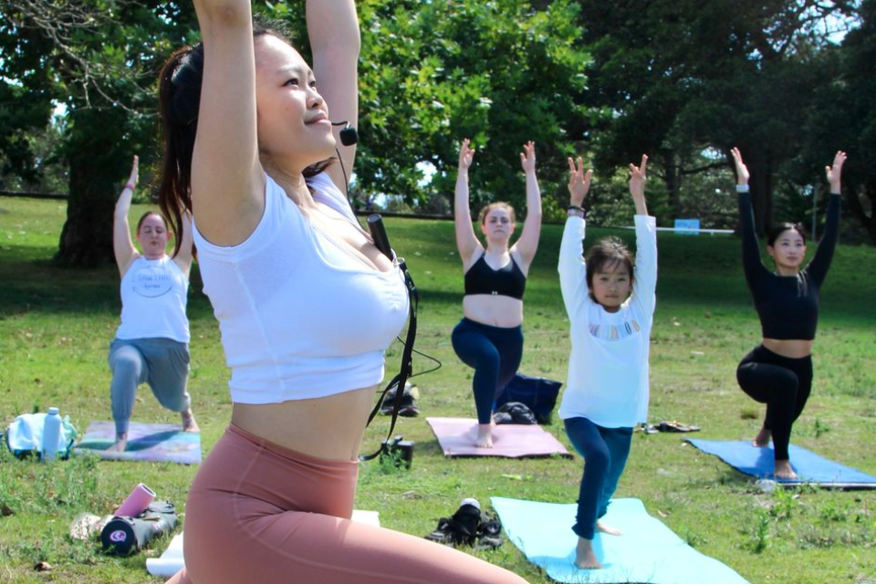 Yoga session at a private outdoor event